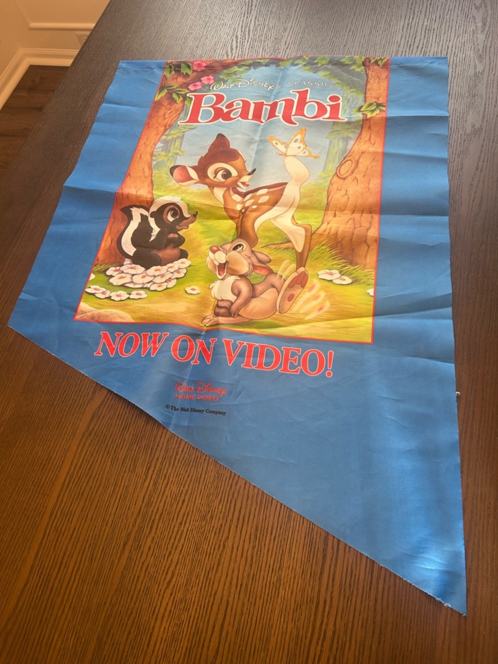 Vintage Disney “Bambi” Promotional Banner Poster – Home Video Release – 90s